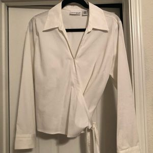 White stylish tie blouse; colorful elastic blouse.